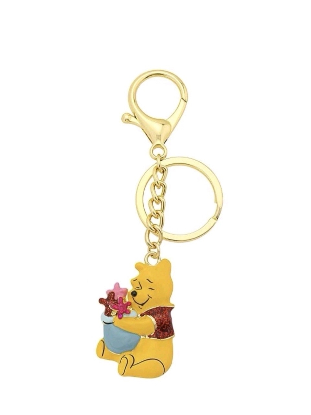 Disney Gold Winnie the Pooh Key & Card Holder Charm in Yellow, Red, Blue